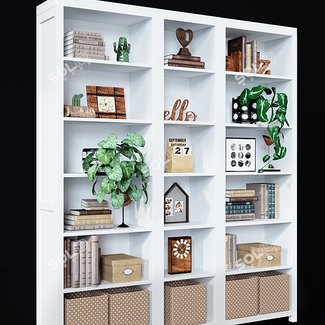 Hemnes Shelving Unit: Stylish and Versatile 3D model image 2