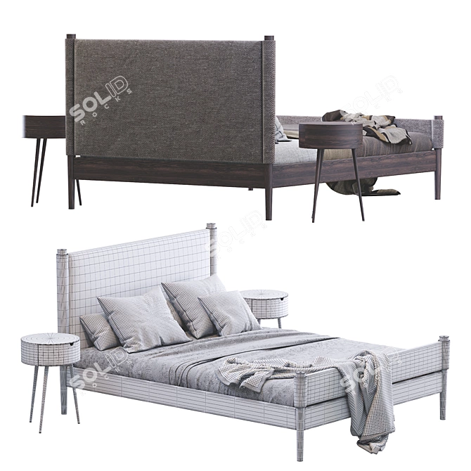 Contemporary Walker Bed: Modern Elegance for Your Bedroom 3D model image 4