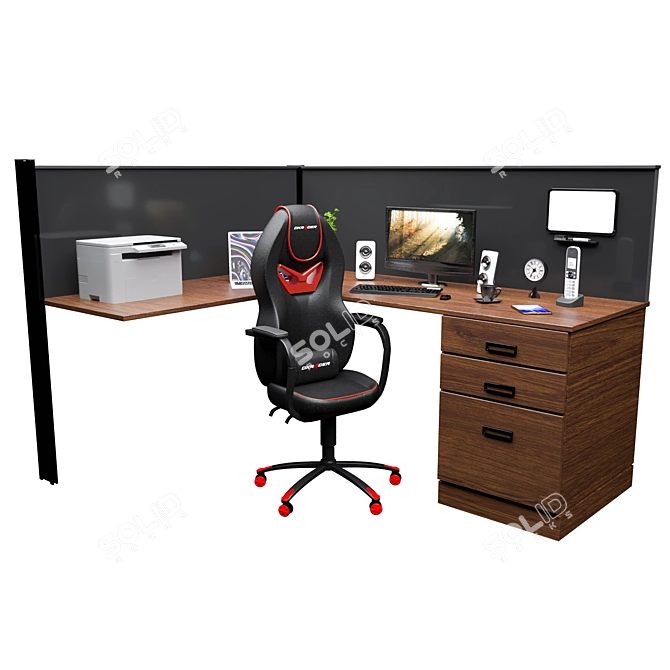 Streamline Office Furniture 3D model image 1