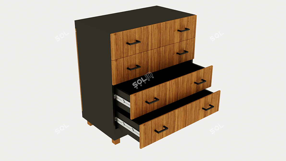 Modern Oak Chest of Drawers 3D model image 4