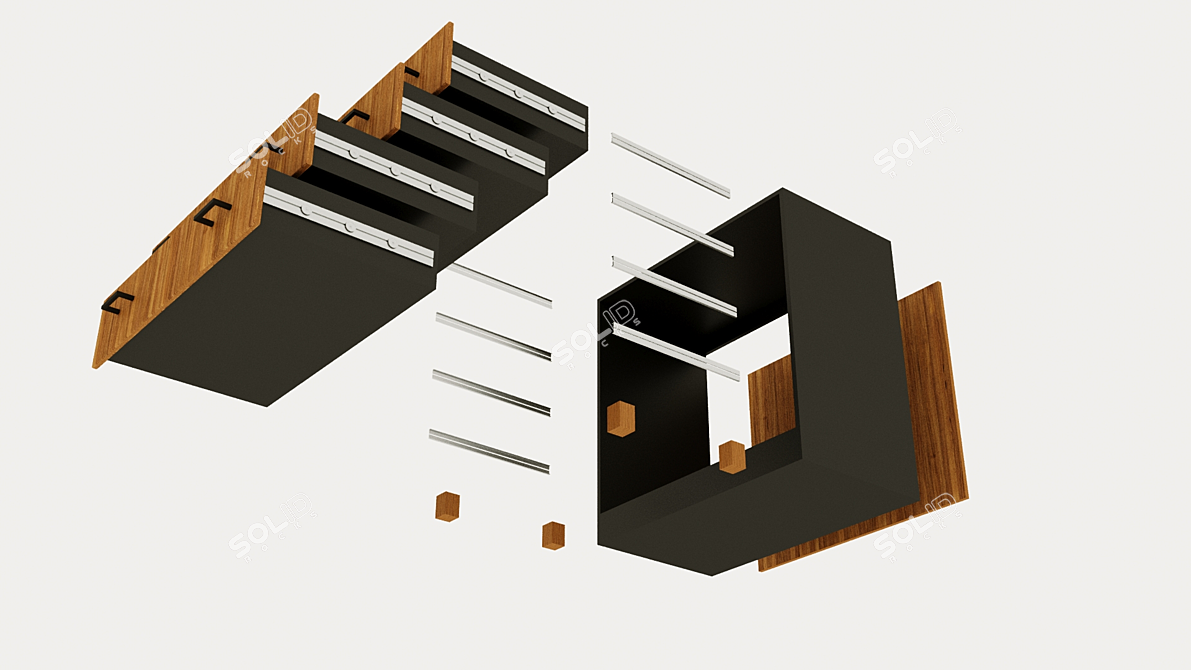 Modern Oak Chest of Drawers 3D model image 7