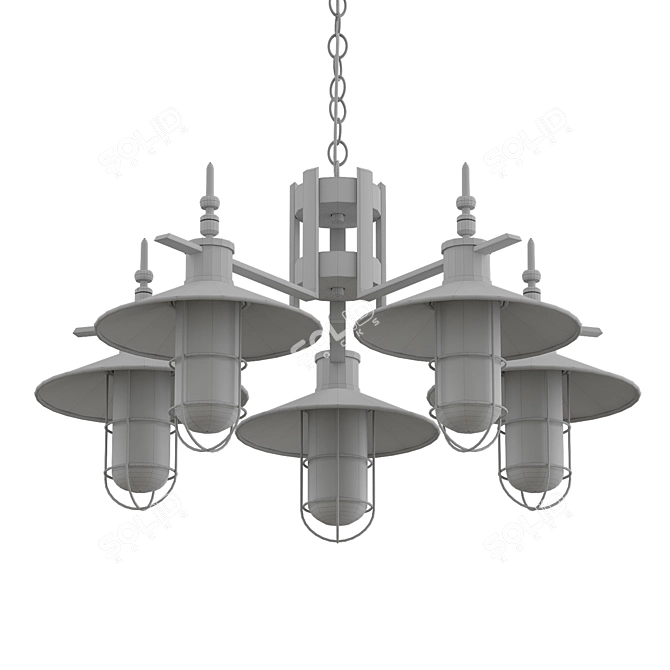 Industrial Cone Chandelier 3D model image 1