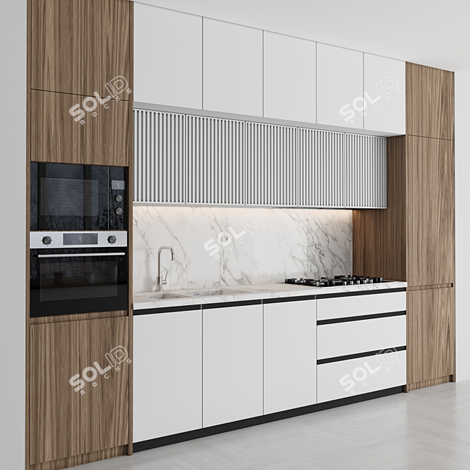 Modern Modular Kitchen: High-Quality 3D Model 3D model image 3