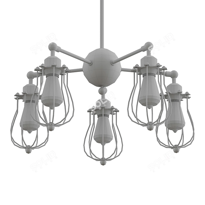 Rustic Wire Cage Chandelier 3D model image 2