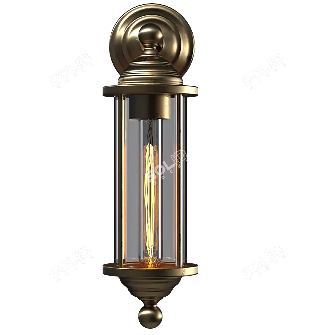 Vintage Brass Wall Lamp 3D model image 1