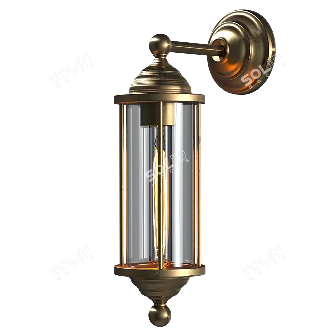 Vintage Brass Wall Lamp 3D model image 2