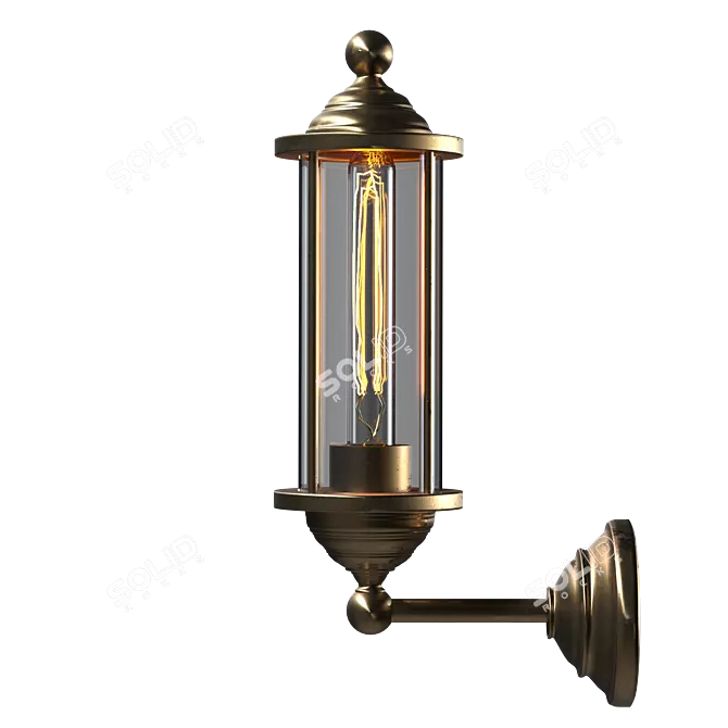 Vintage Brass Wall Lamp 3D model image 3