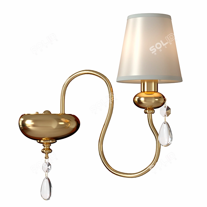 Elegant Gold Metal Wall Lamp 3D model image 2