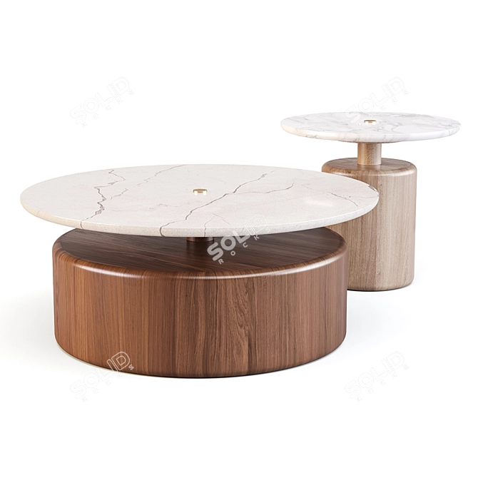 Mid-Century Studio: Rondell Coffee & Side Table 3D model image 1