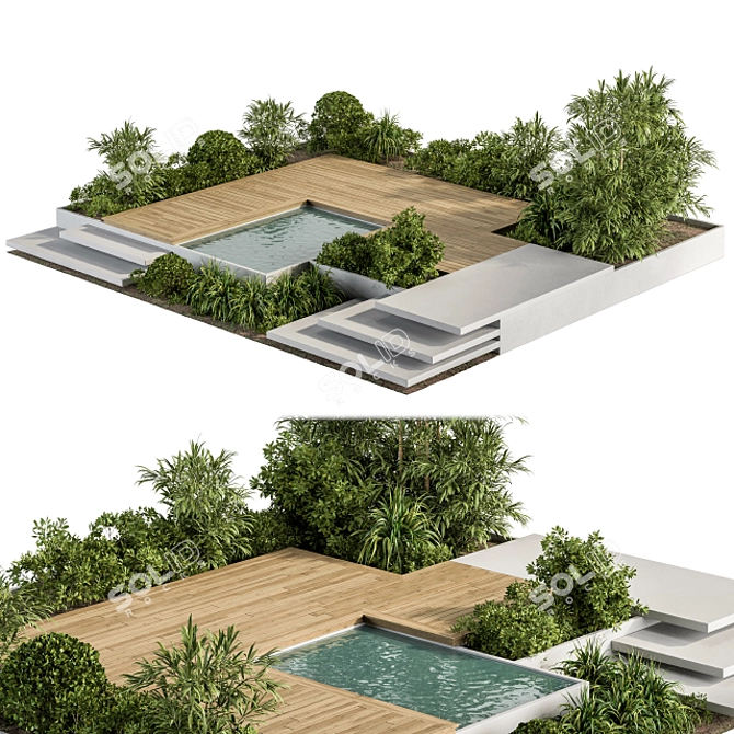 Outdoor Oasis Bench and Pound 3D model image 2