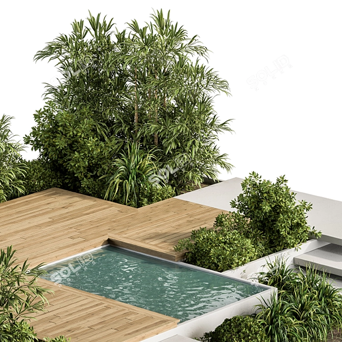 Outdoor Oasis Bench and Pound 3D model image 3