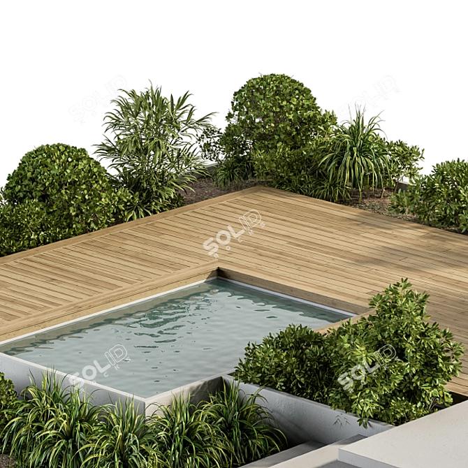 Outdoor Oasis Bench and Pound 3D model image 5