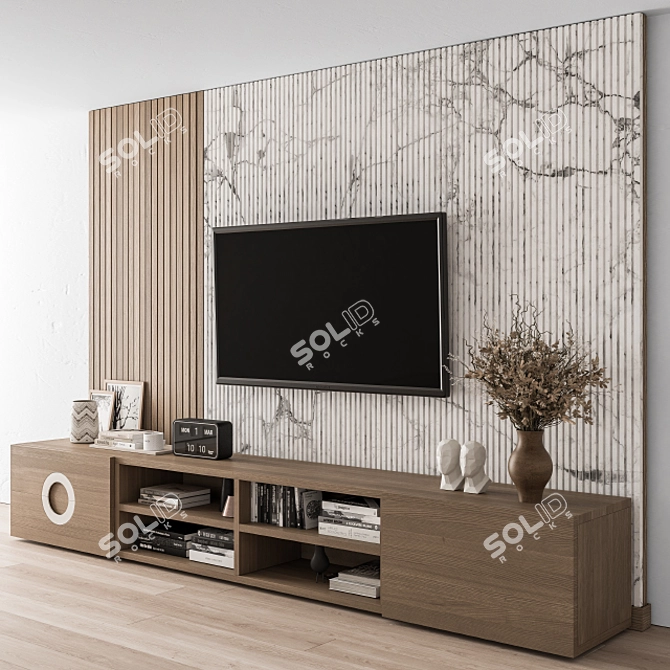 Rustic TV Wall Decor Set 3D model image 2