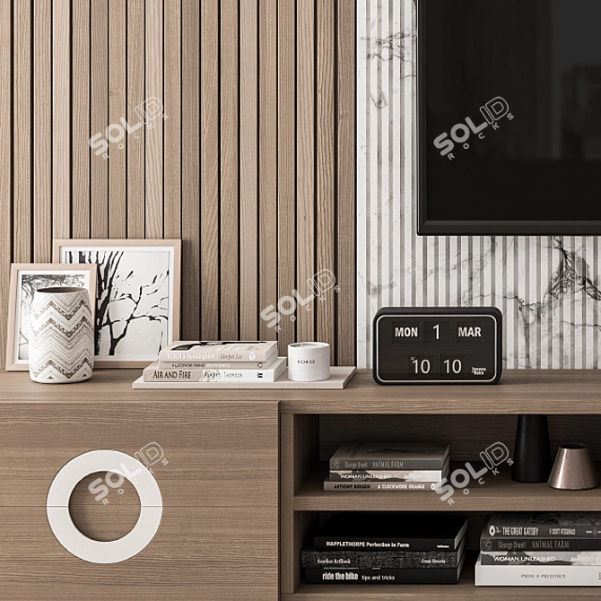 Rustic TV Wall Decor Set 3D model image 3