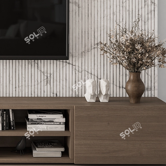 Rustic TV Wall Decor Set 3D model image 4