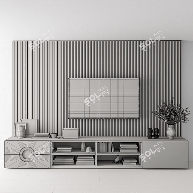 Rustic TV Wall Decor Set 3D model image 7