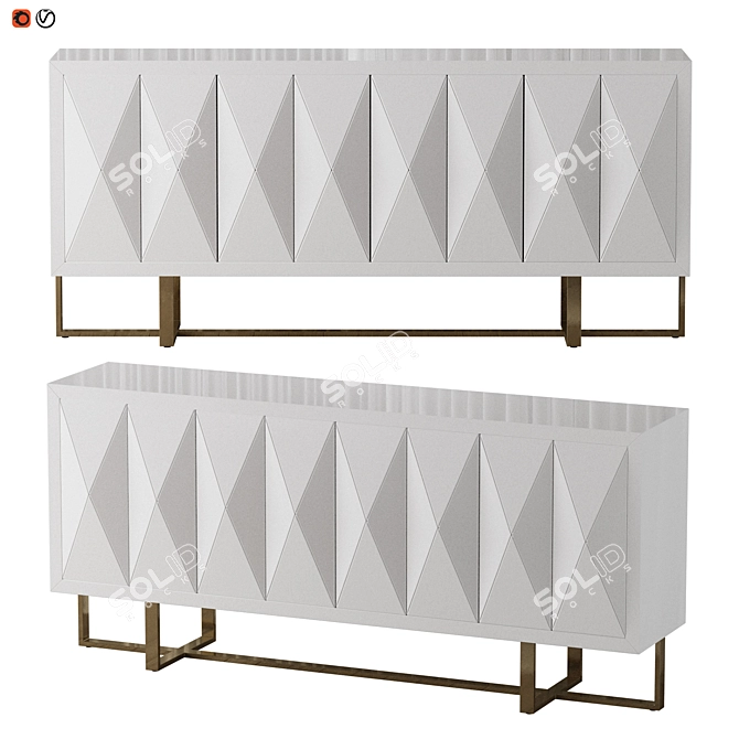 Elegant White/Gold Sideboard Molln 3D model image 1