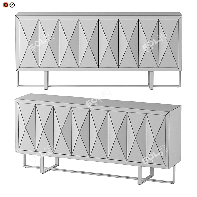 Elegant White/Gold Sideboard Molln 3D model image 2