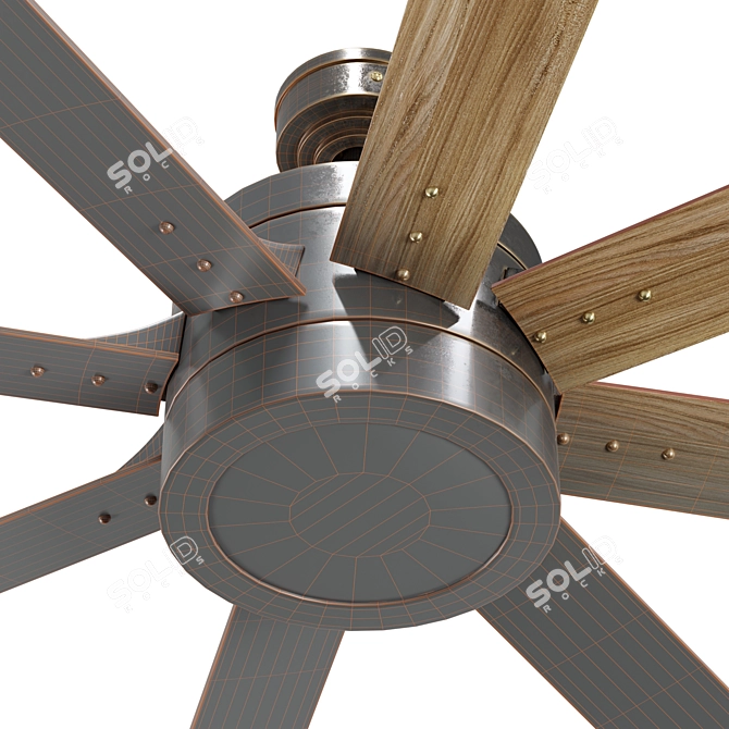 Xerxes Oil-Rubbed Bronze Ceiling Fan 3D model image 4