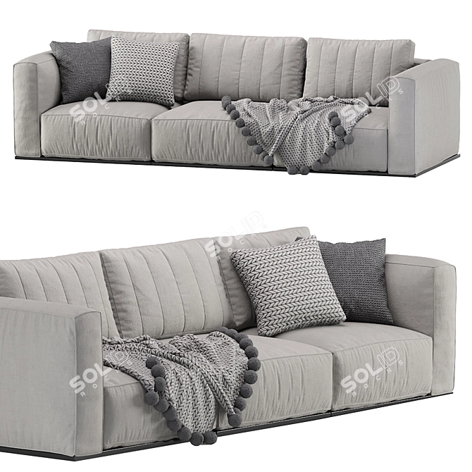 Modern Luna Sofa: Sleek 3-Seater 3D model image 1