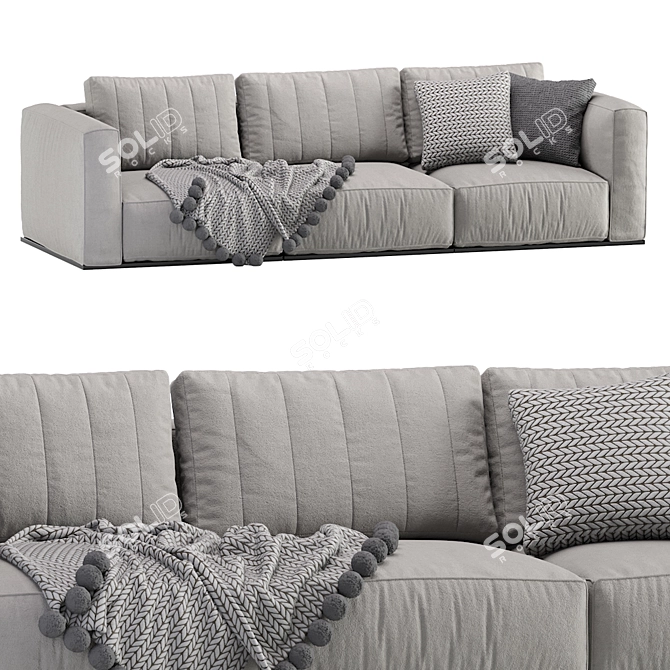 Modern Luna Sofa: Sleek 3-Seater 3D model image 2