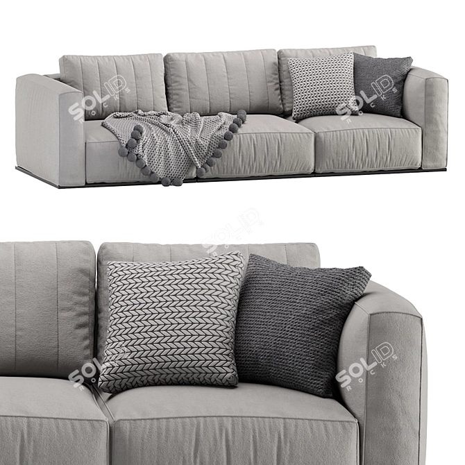 Modern Luna Sofa: Sleek 3-Seater 3D model image 3