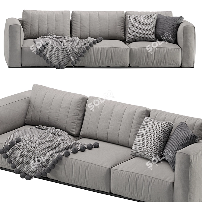 Modern Luna Sofa: Sleek 3-Seater 3D model image 4