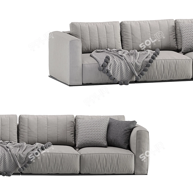 Modern Luna Sofa: Sleek 3-Seater 3D model image 5