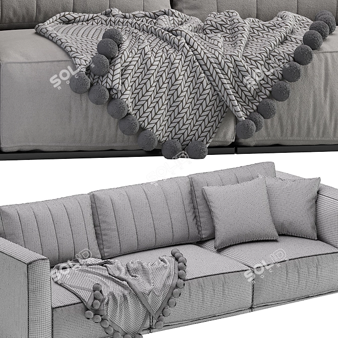 Modern Luna Sofa: Sleek 3-Seater 3D model image 7