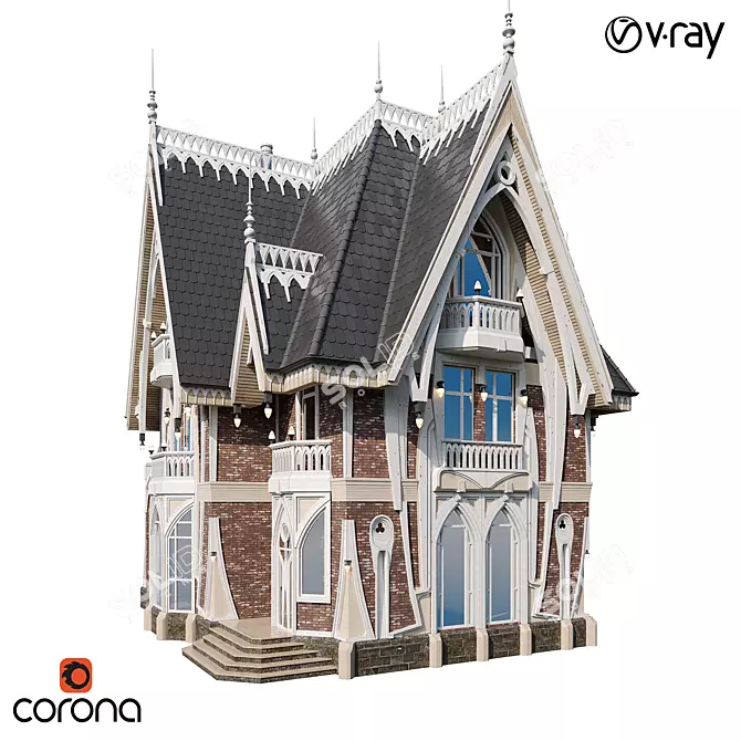 Gothic Manor: Elegant and Haunting 3D model image 1