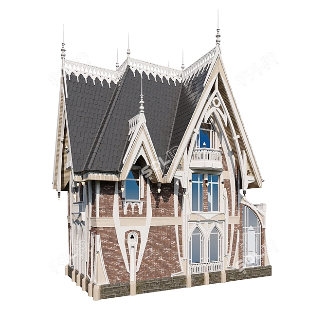 Gothic Manor: Elegant and Haunting 3D model image 2