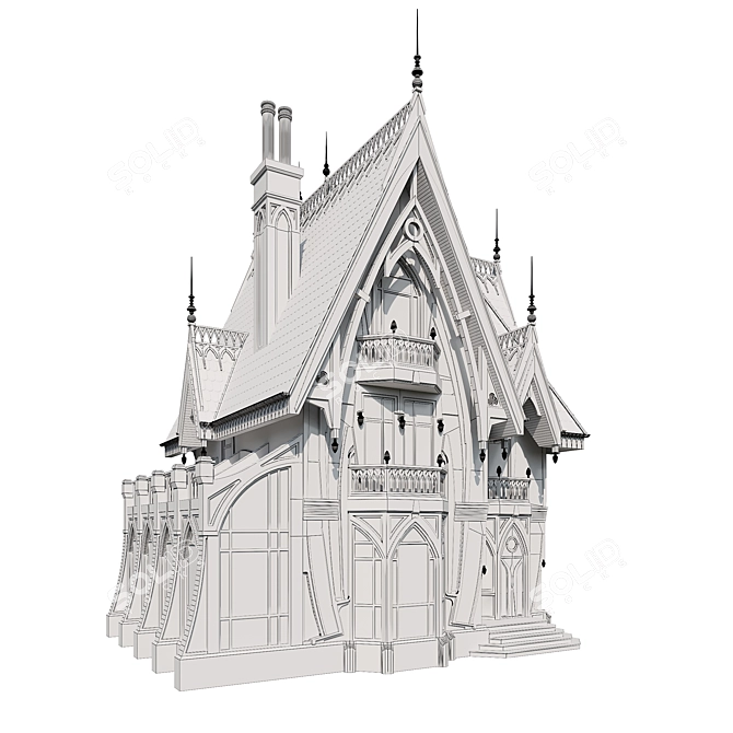 Gothic Manor: Elegant and Haunting 3D model image 6