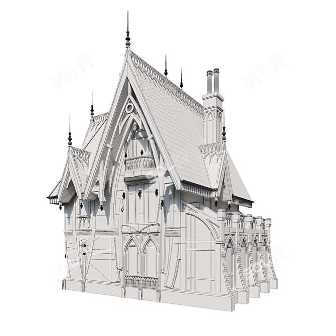 Gothic Manor: Elegant and Haunting 3D model image 7