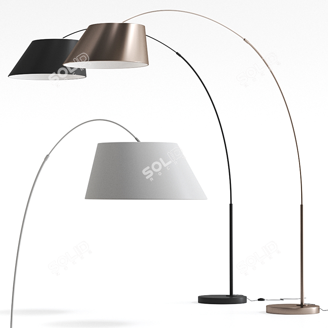 Sleek Black Arc Floor Lamp 3D model image 1