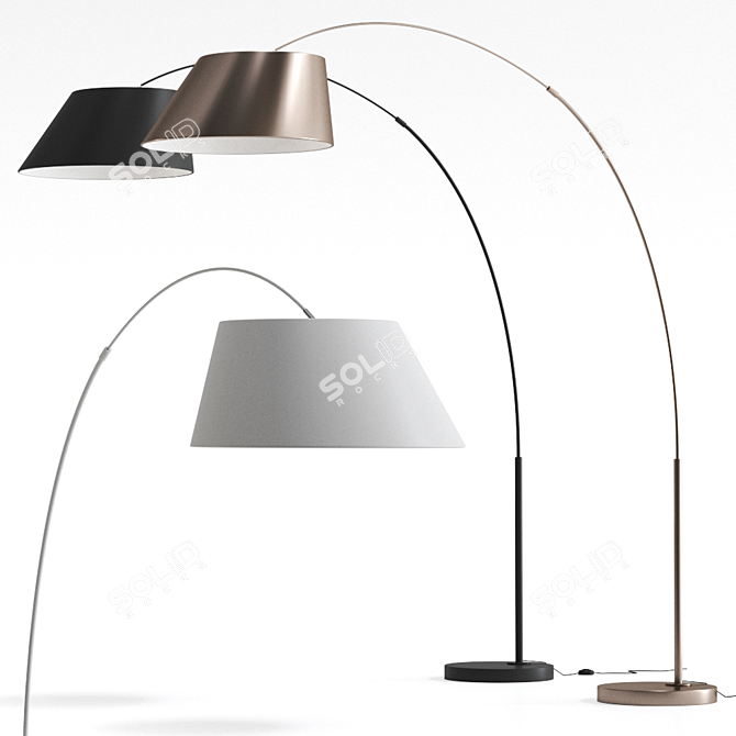 Sleek Black Arc Floor Lamp 3D model image 3