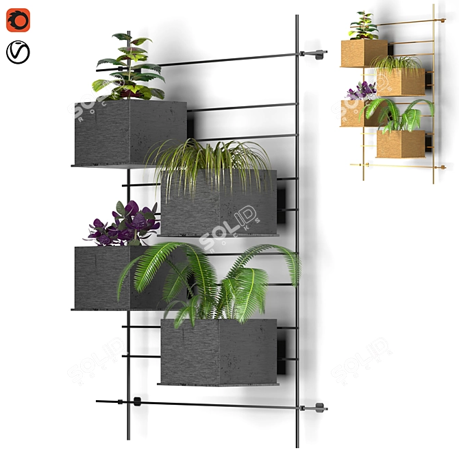 Quad Box Wall Planter Set 3D model image 7