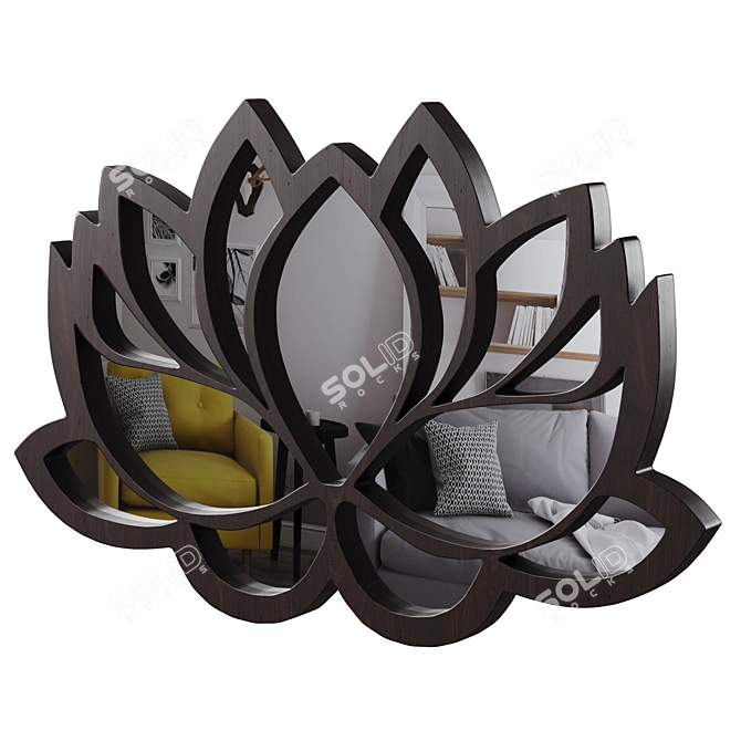 Elegant Lotus Copper Mirror 3D model image 1