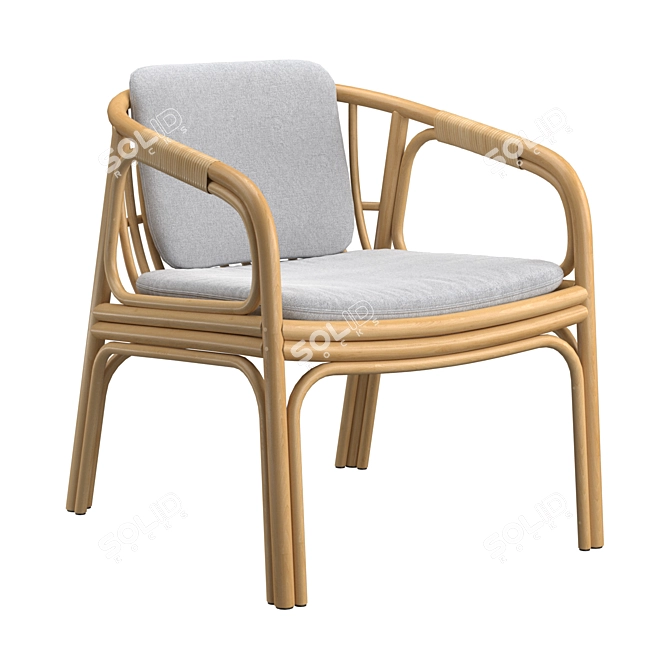 Elegant Rattan Hublot Armchair 3D model image 1