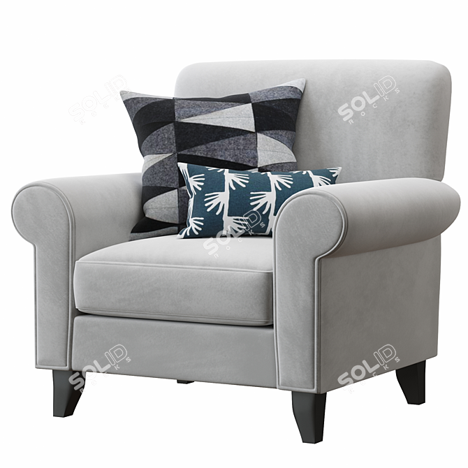 Modern Tula Fabric Accent Chair 3D model image 1