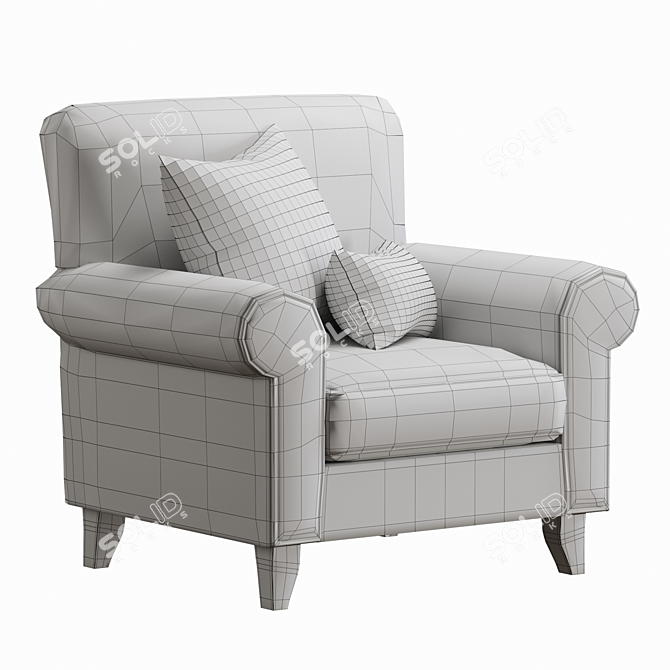 Modern Tula Fabric Accent Chair 3D model image 4