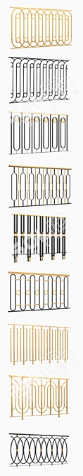 Classic Iron Railings Set 3D model image 2