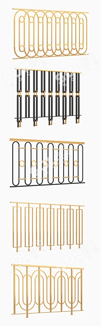 Classic Iron Railings Set 3D model image 4