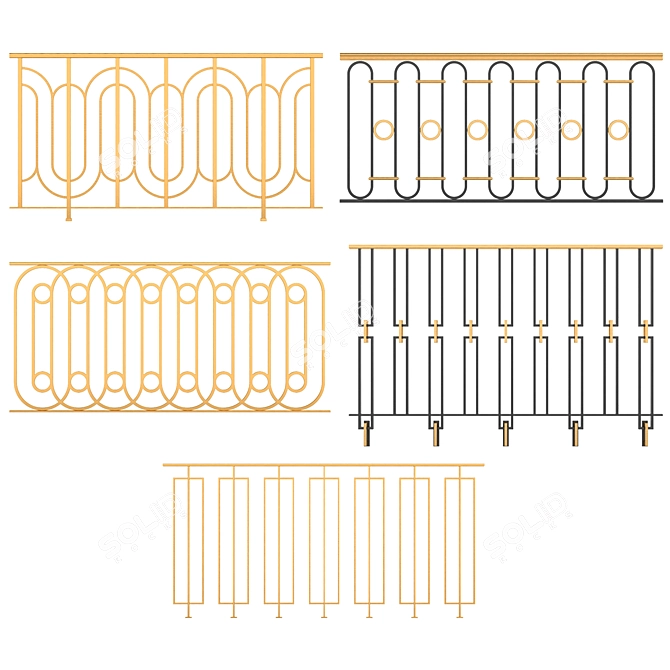 Classic Iron Railings Set 3D model image 6