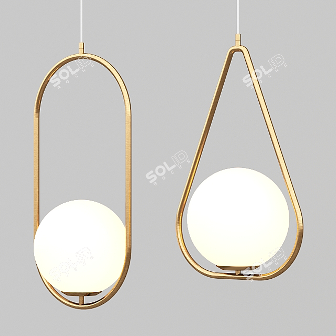 Modern Matisse Oval Pendant 3D model image 2