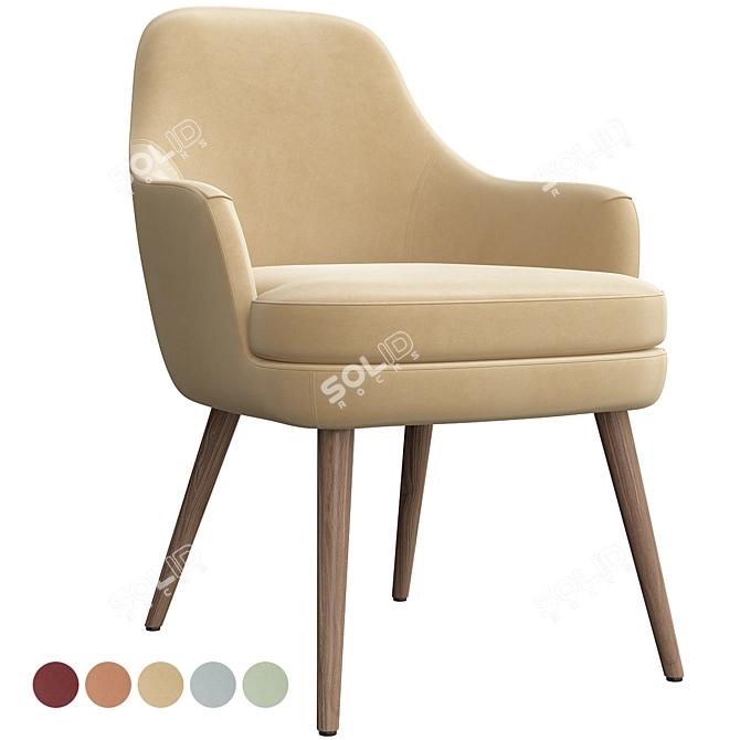 Elegant Walter Knoll 375 Chair 3D model image 5