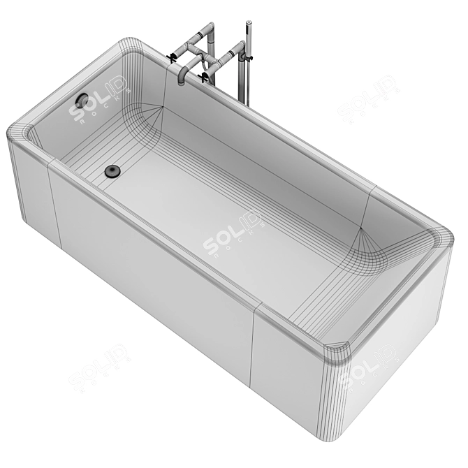 Elegant Roca Element Acrylic Bathtub 3D model image 7