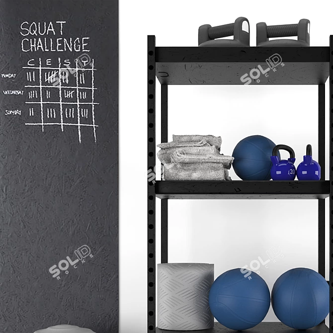 Blue and Gray Home Gym Set 3D model image 3