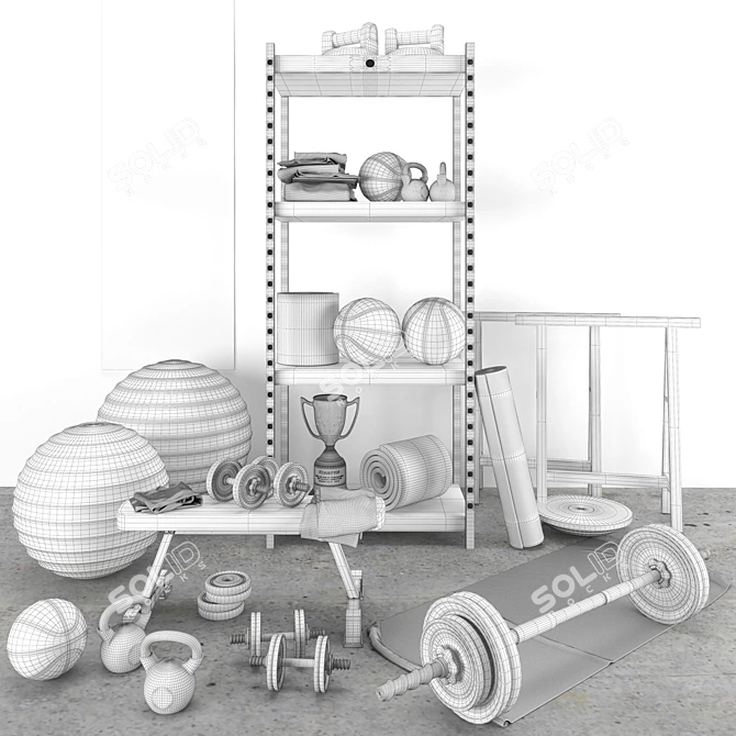 Blue and Gray Home Gym Set 3D model image 4