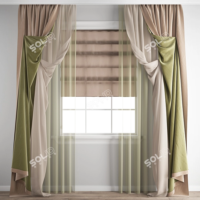 Poly Curtain: 3D Model & Textures 3D model image 1