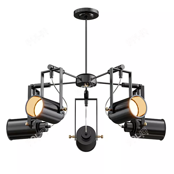 Modern Black Metal Chandelier: Retro Style Pendant Lighting 3D model image 1